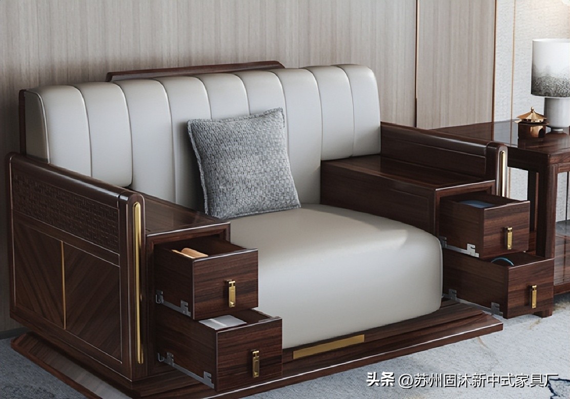 江苏简约新中式实木沙发,实木沙发小户型中式家具