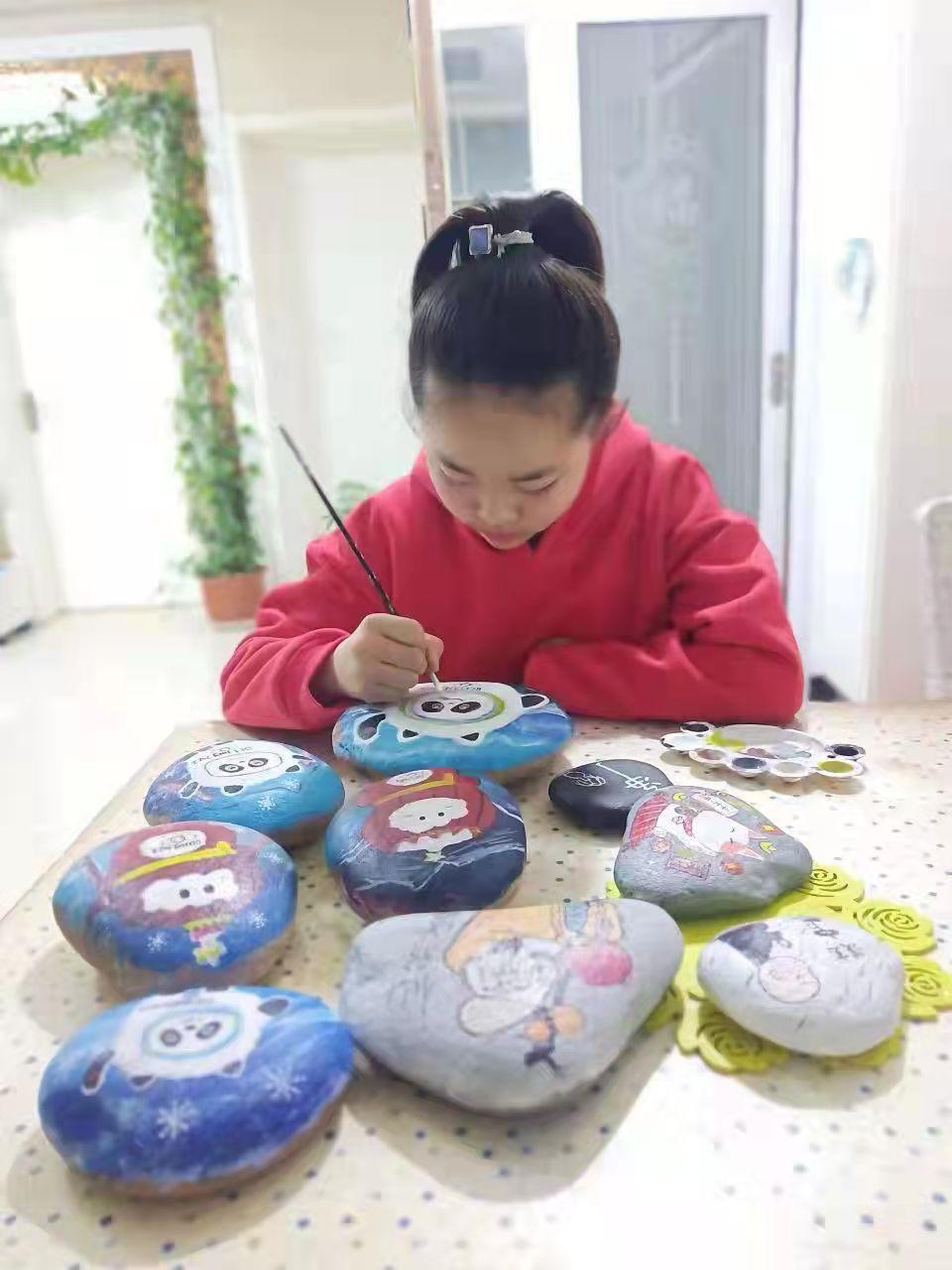 石头画上的书法,冬奥石头画