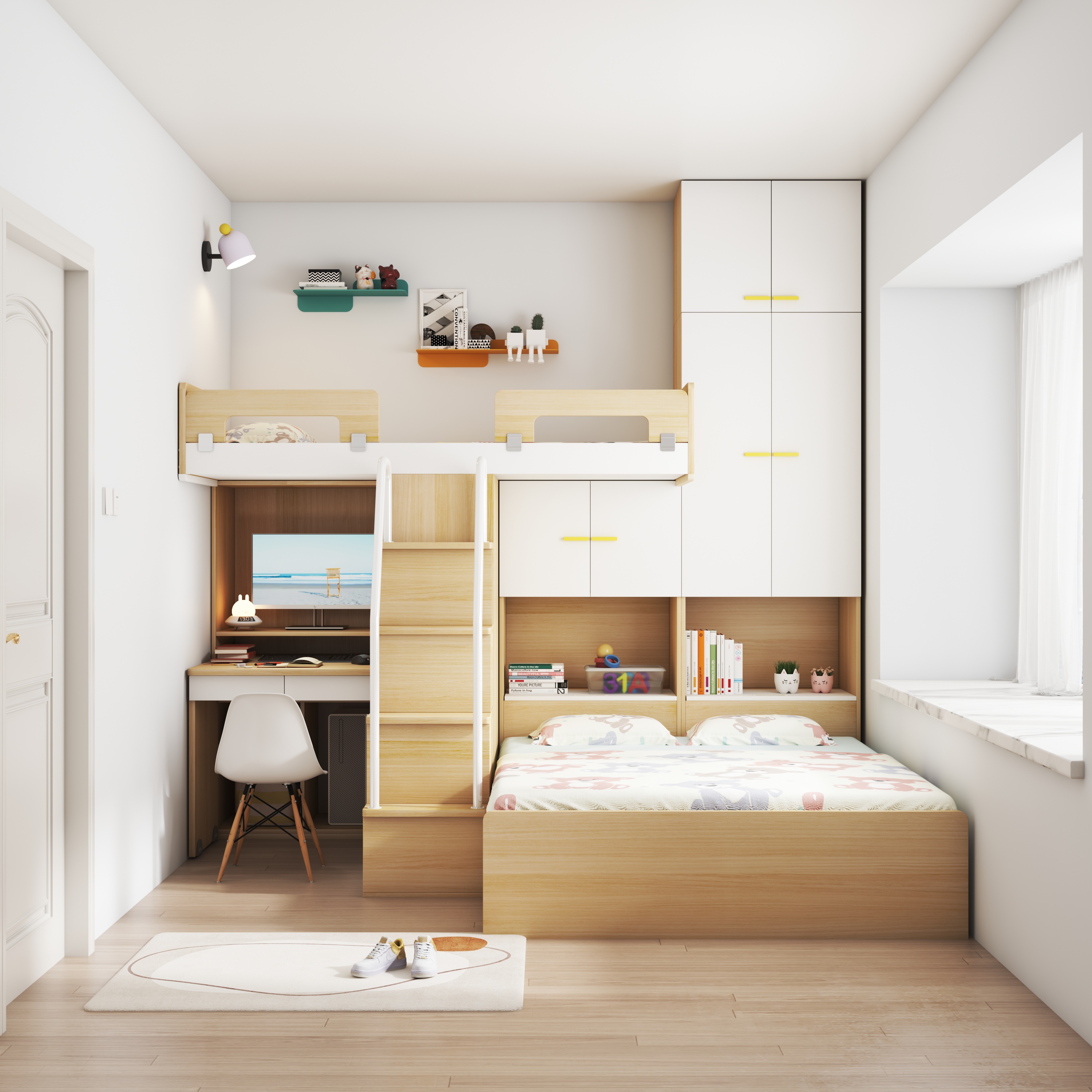 9平米的房间上下床设计带飘窗,9平方设计上下床多少钱