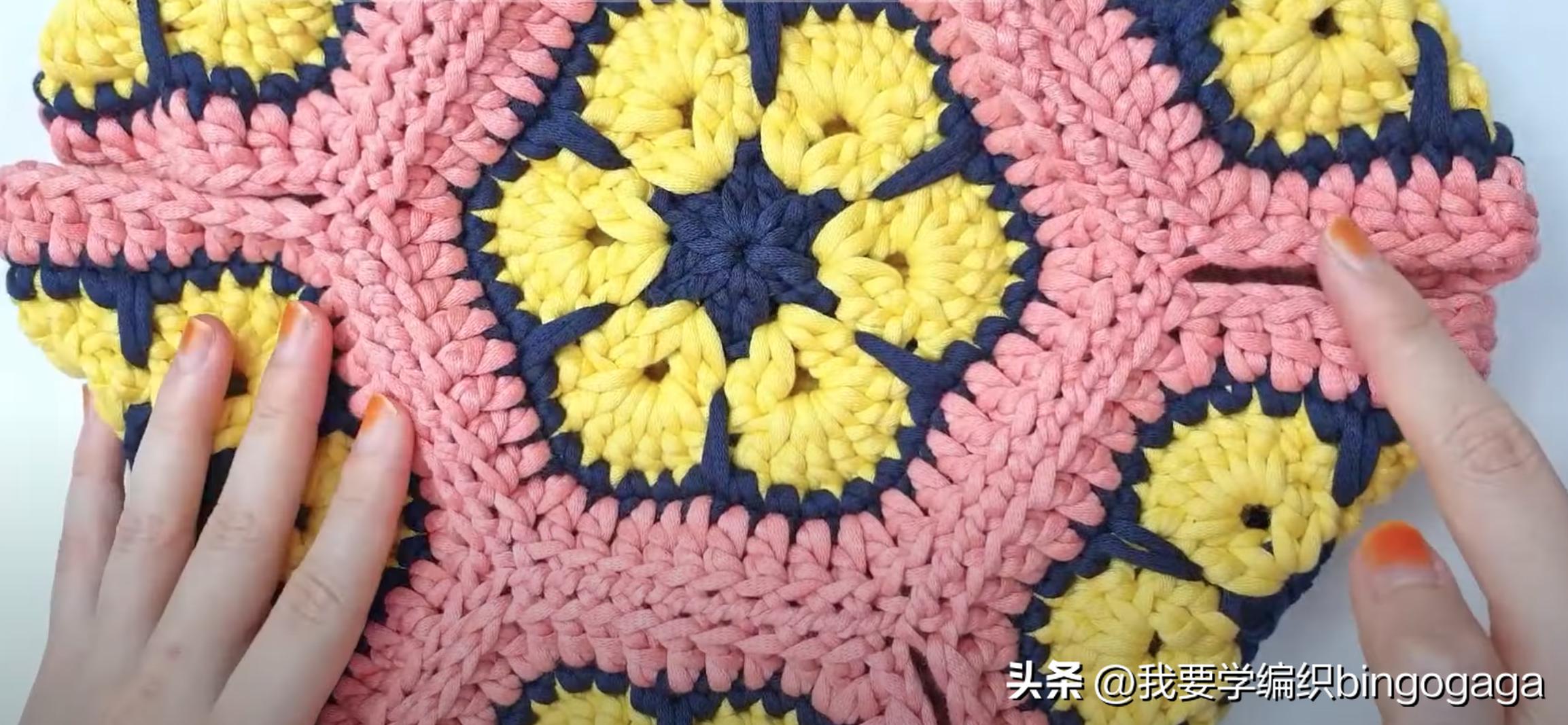 拼花包编织图解,教你编织漂亮的菠萝花包