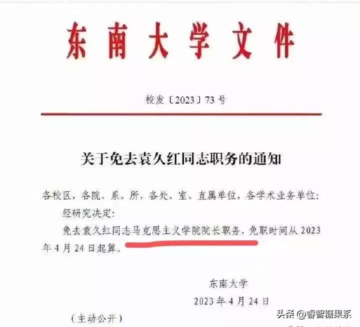 东南大学袁久红被免职,东南大学袁久红本人亲自发文解释