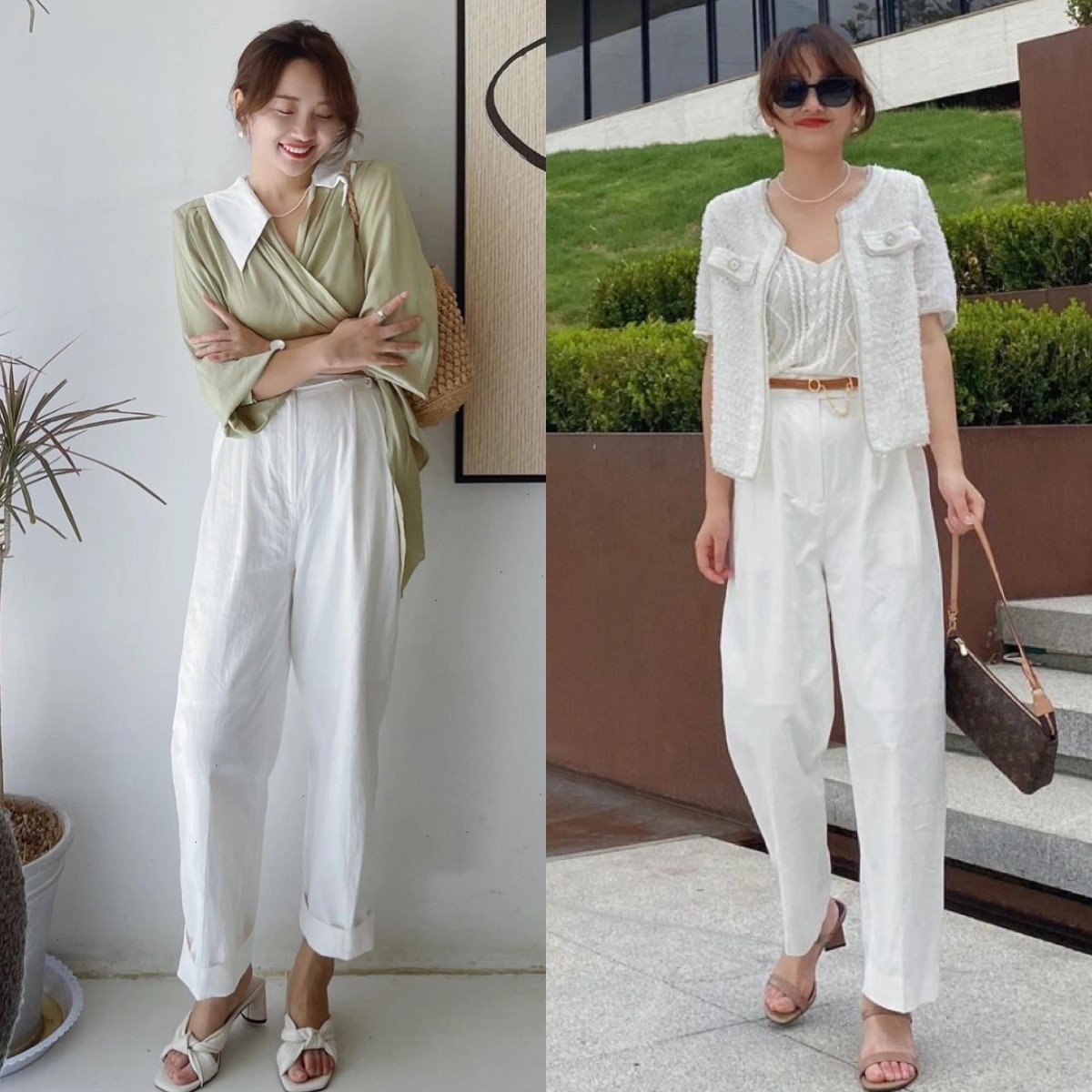 冬季米白色的裤子最佳搭配,白色裤子搭配任何颜色都好看