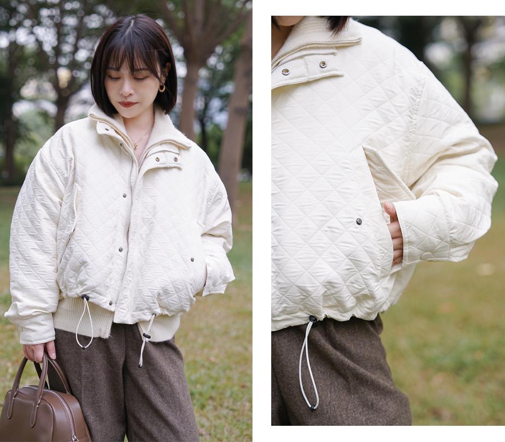 小个子拼接毛衣棉服最新款时髦,秋冬慵懒毛衣棉服内搭