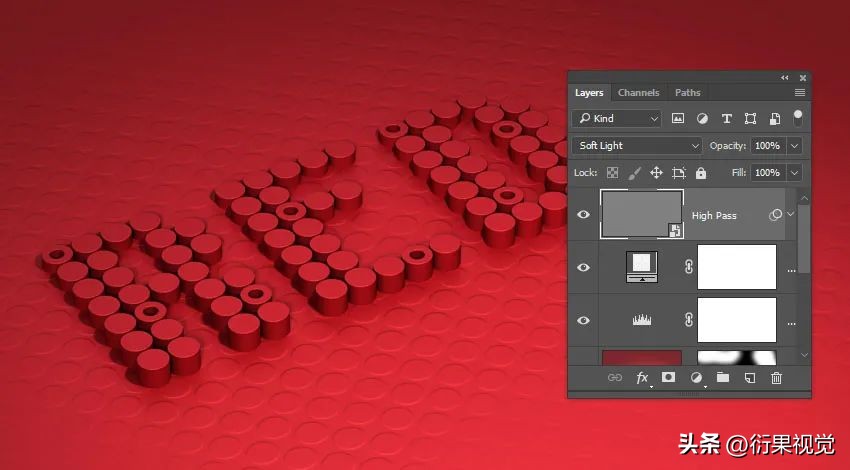 ps怎么做立体空心圆柱效果,ps文字贴合在圆柱上面
