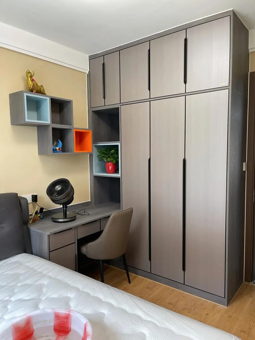 衣柜与学习桌一体效果图,衣柜学习桌一体柜成品