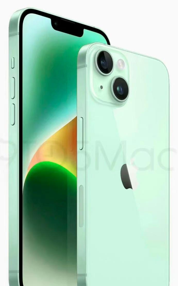 苹果15青绿色有趣背景,苹果15青绿色