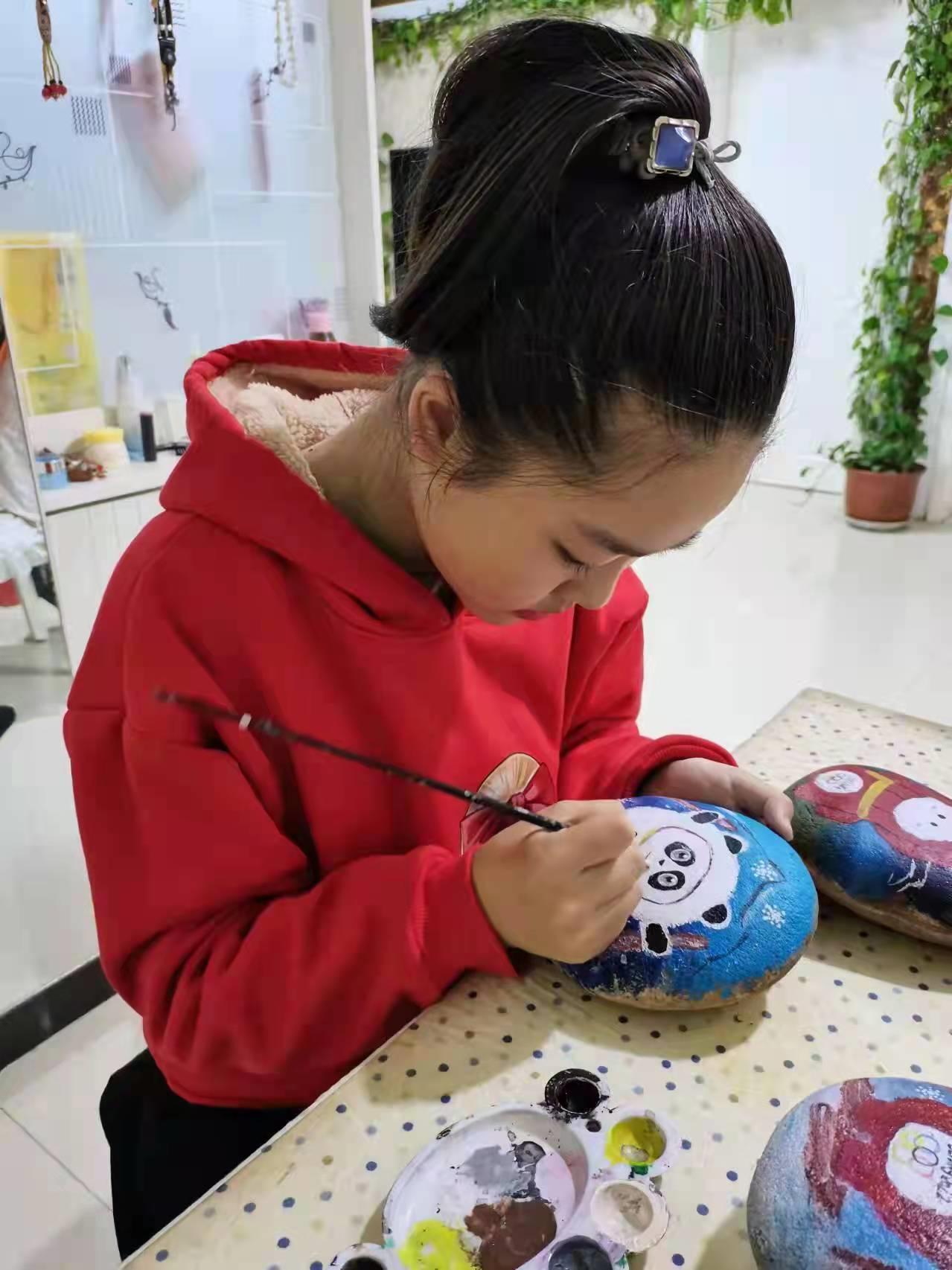 石头画上的书法,冬奥石头画