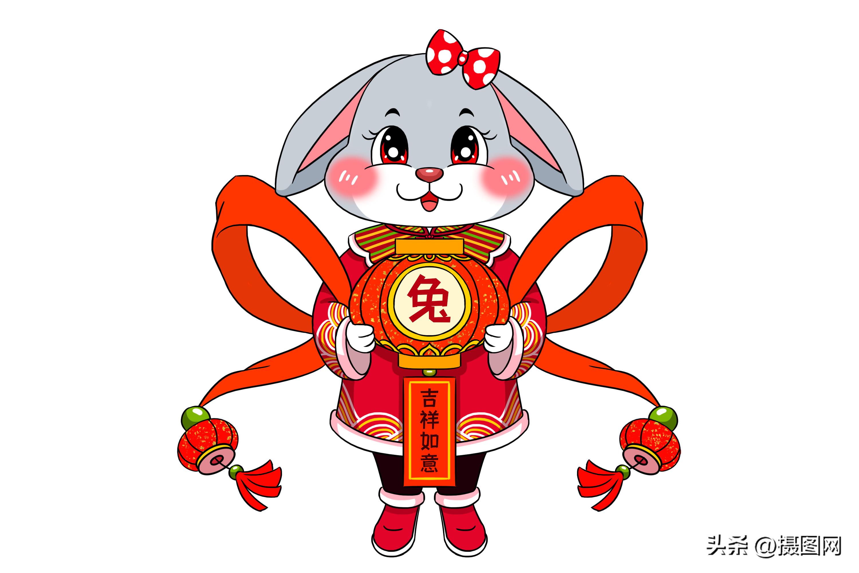 新年福兔简笔画漂亮,2023年福兔迎春简笔绘画