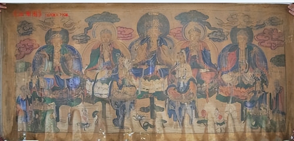 道教佛教题材绘画欣赏,佛教五佛神像绘画