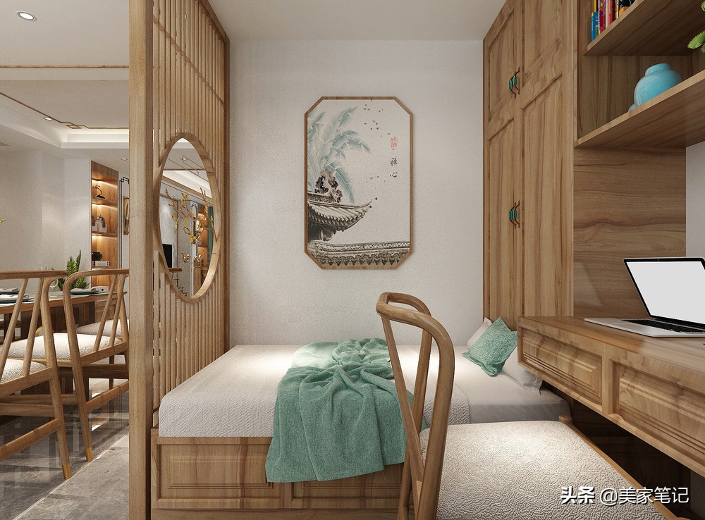 别墅新中式原木色禅意茶室背景,新中式原木色禅意风格装修效果图