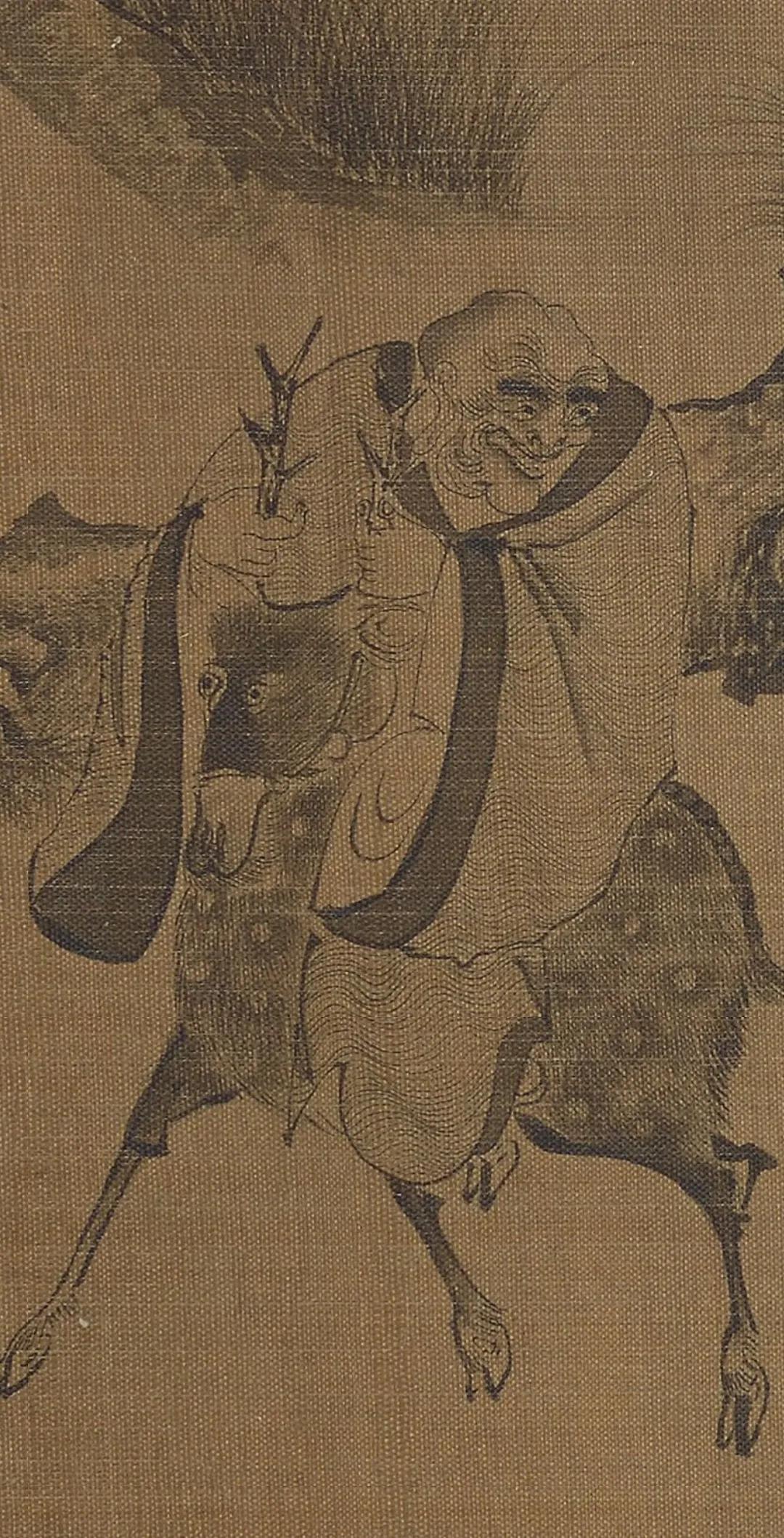 白描十八罗汉图片高清大图,清李公麟白描十八罗汉图