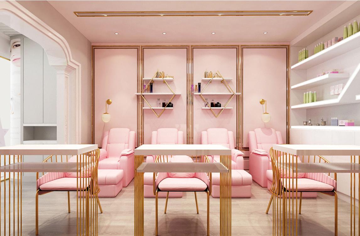 美甲美睫化妆品店装修,网红美甲美睫店装修