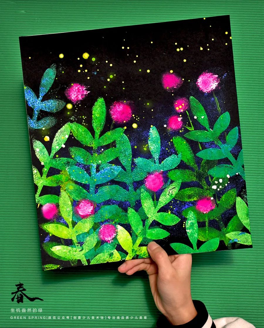 儿童画教程｜学习奇妙的漏印版画——生机盎然的春