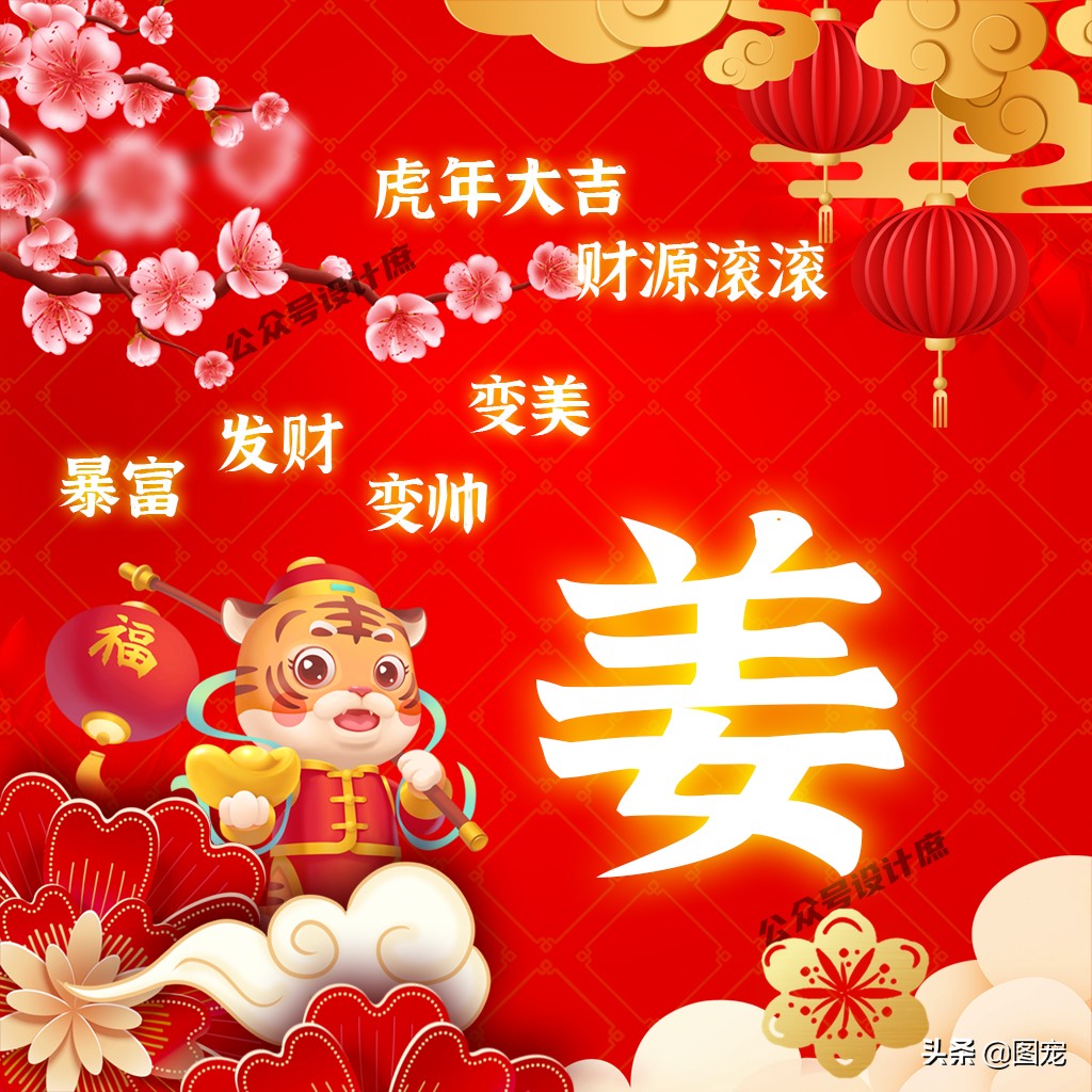 2023姓氏头像最新款虎年大吉,2022虎年姓氏头像好运霸气