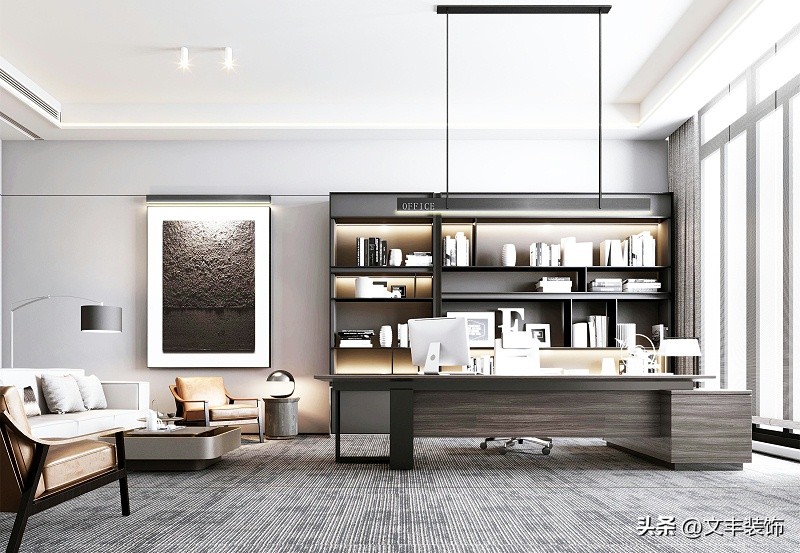 老板办公室装修效果图带茶台,老板办公室简约风格装修效果图