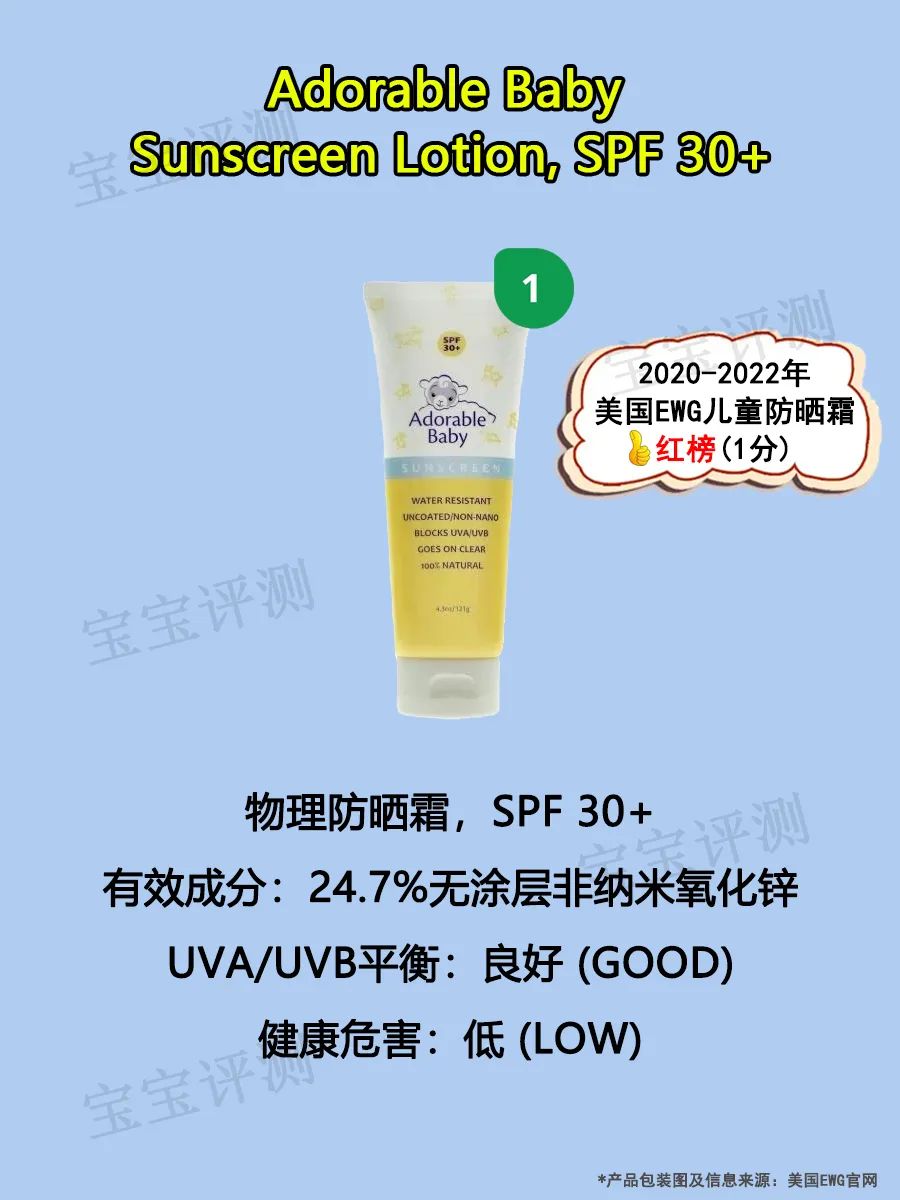 2021防晒霜儿童排名第一名,儿童防晒霜测评推荐spf50