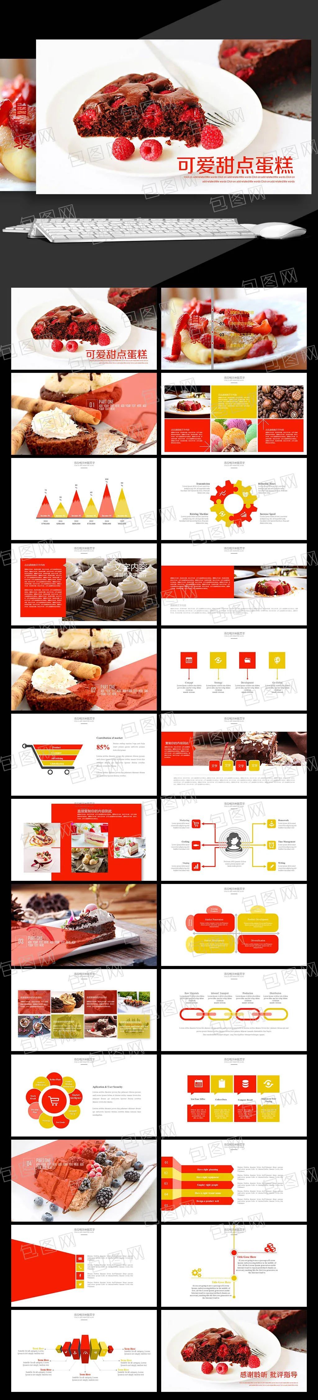 「557期」夏日炎炎，有你超甜！甜品PPT模板太甜啦