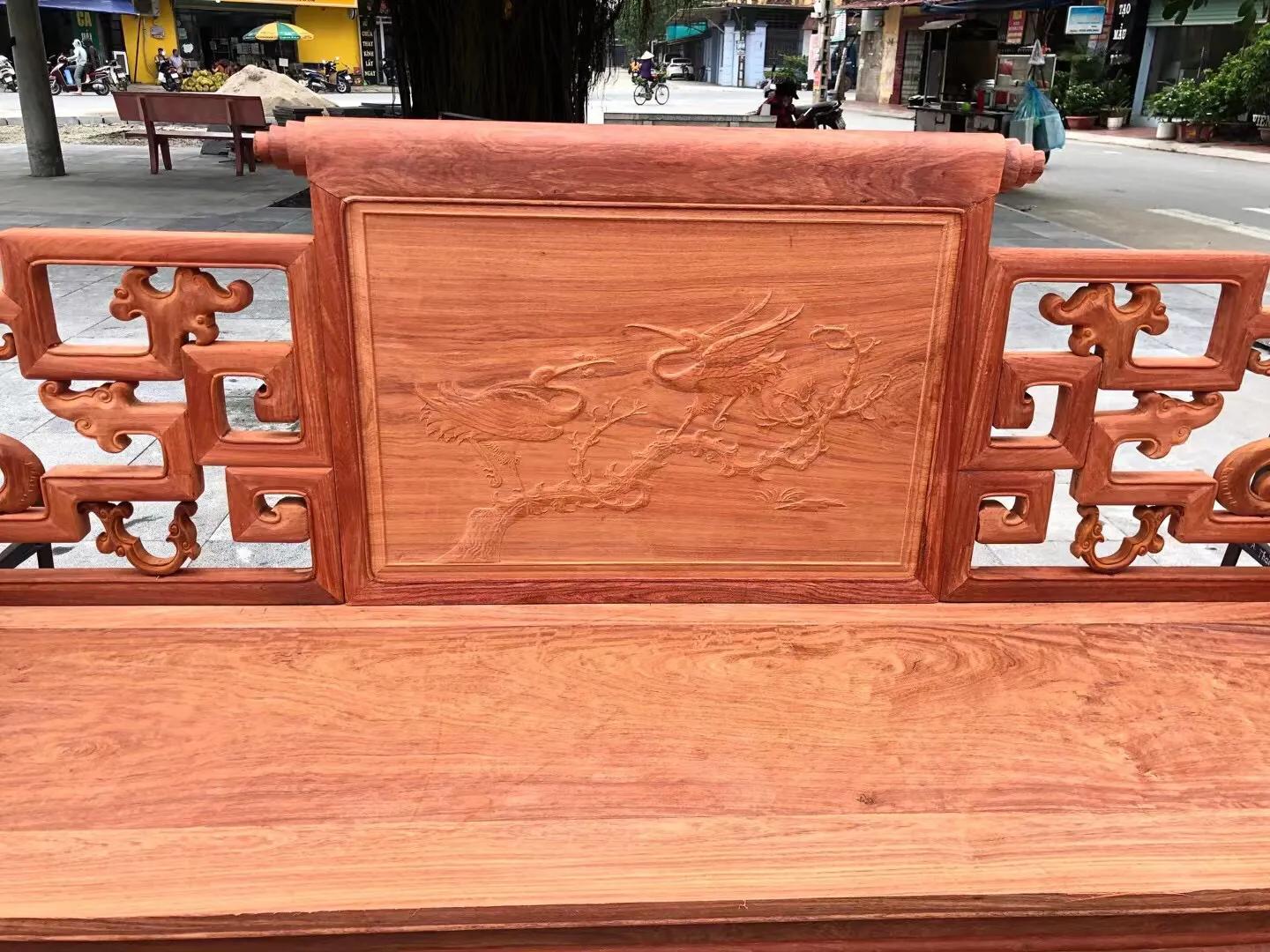 缅甸花梨宝座沙发10件套,缅甸花梨沙发11件套款式吉祥如意