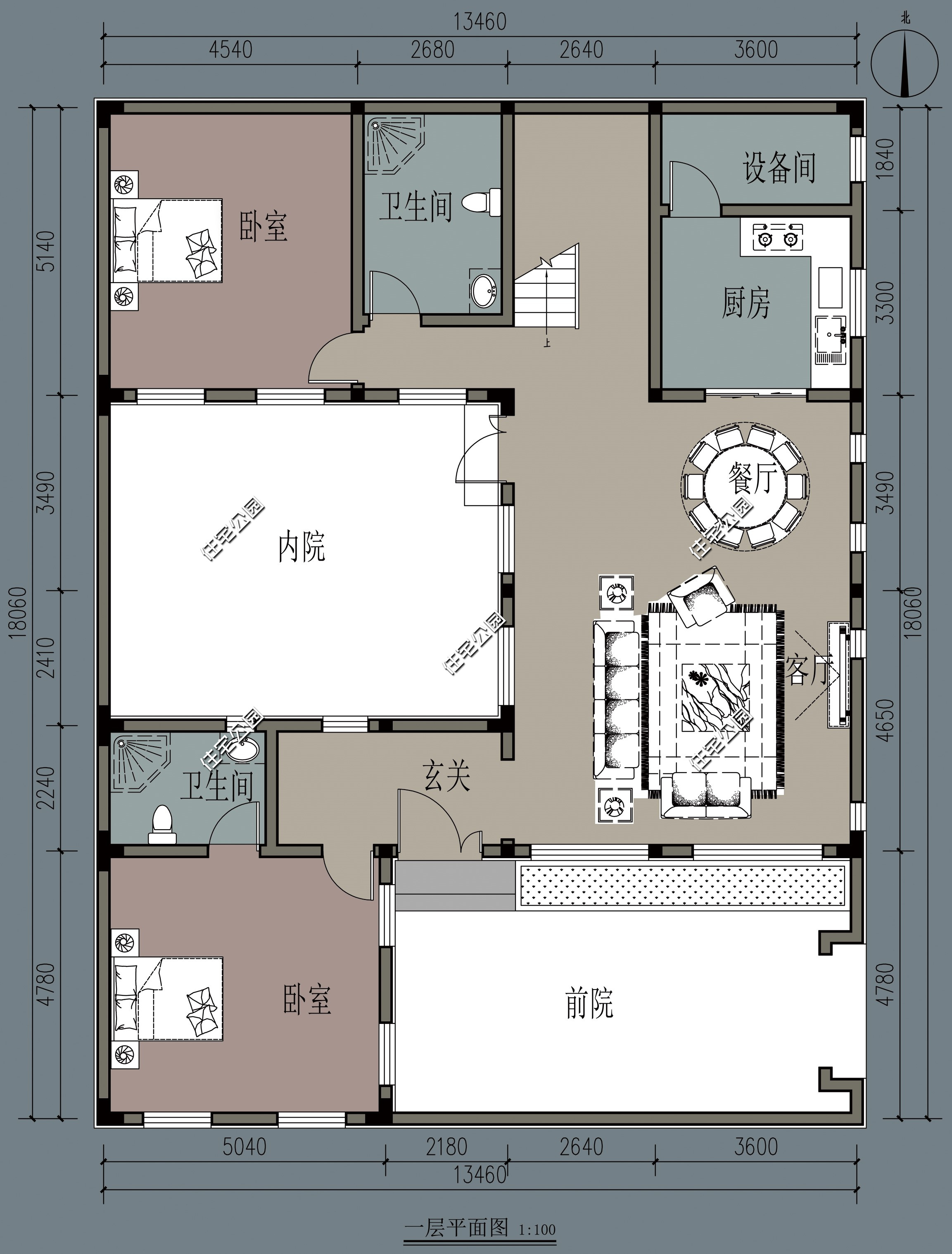 农村自建房二层对称小别墅外观图,开间12.8进深9.9二层别墅怎么设计