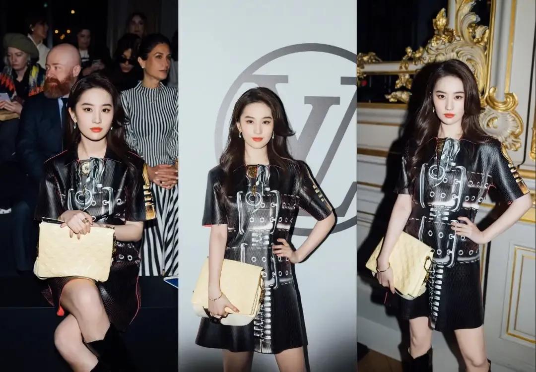 刘亦菲巴黎时装周造型,刘亦菲礼服红配绿时尚芭莎