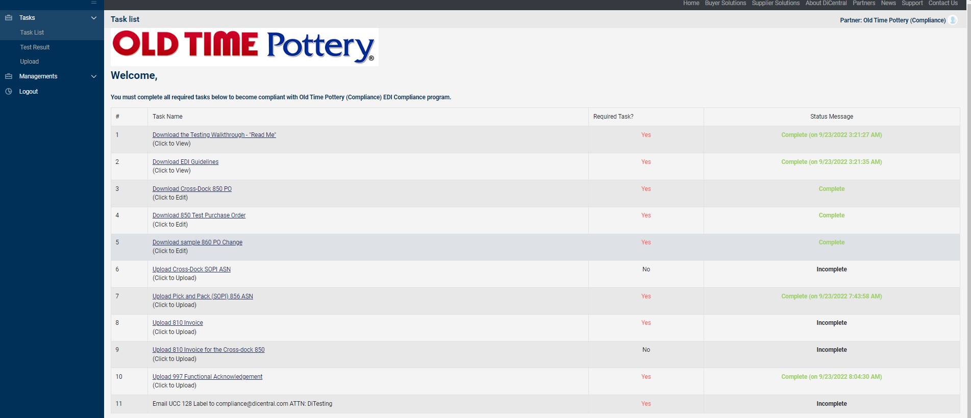 OldTimePotteryEDI测试流程