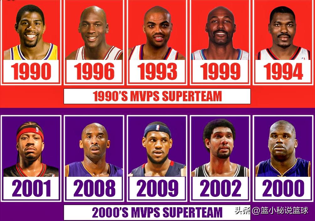 00年代mvp阵容对阵10年代mvp,90年代mv