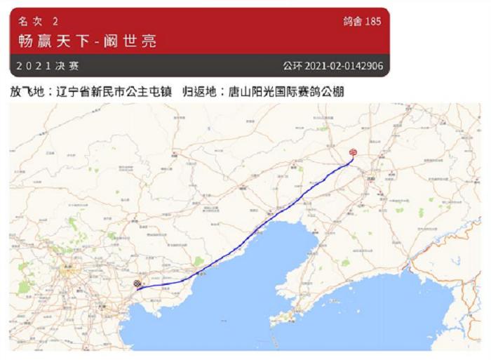 2021年国际鸽联“洲际杯”国际公棚鸽王赛—唐山阳光站决赛关完赛