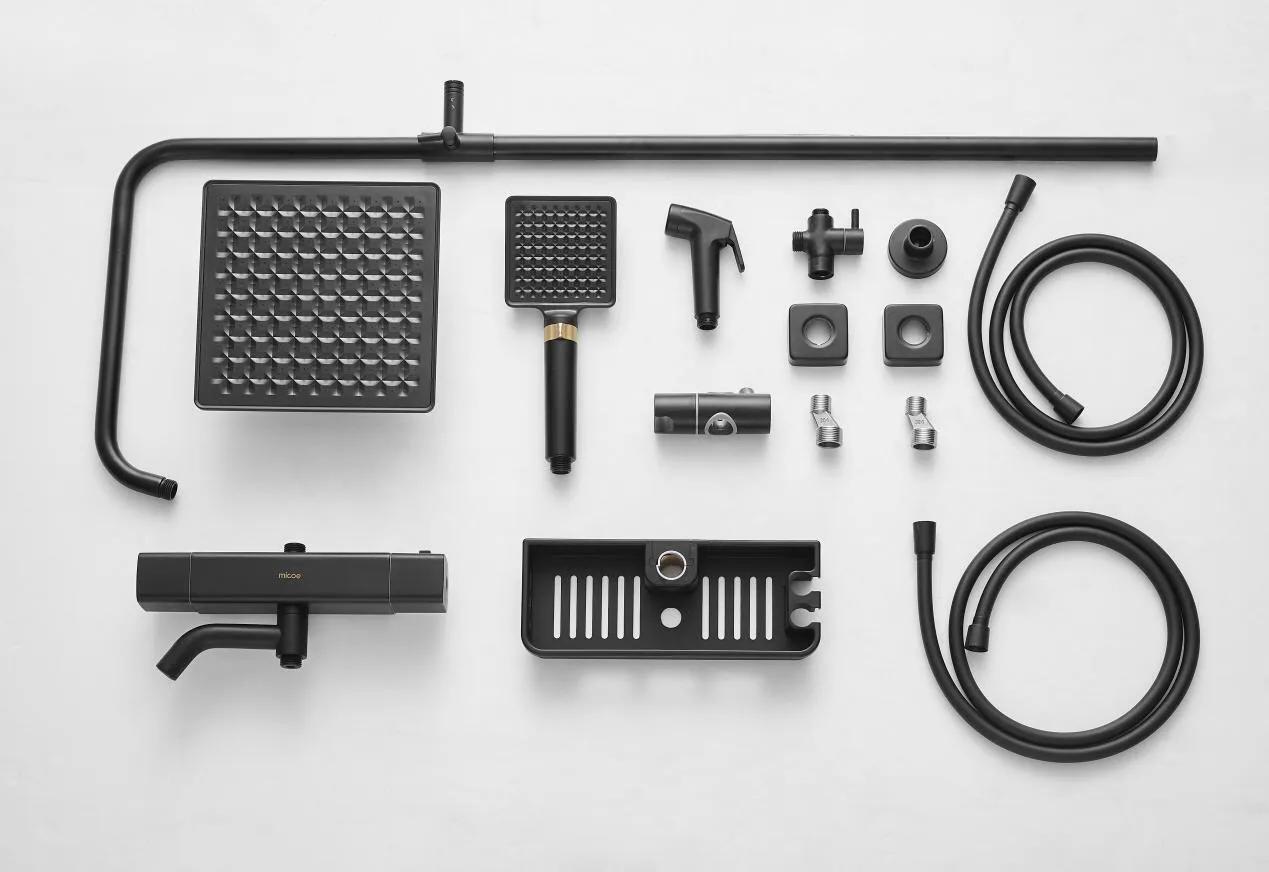 黑色恒温淋浴花洒测评,高颜值黑色花洒