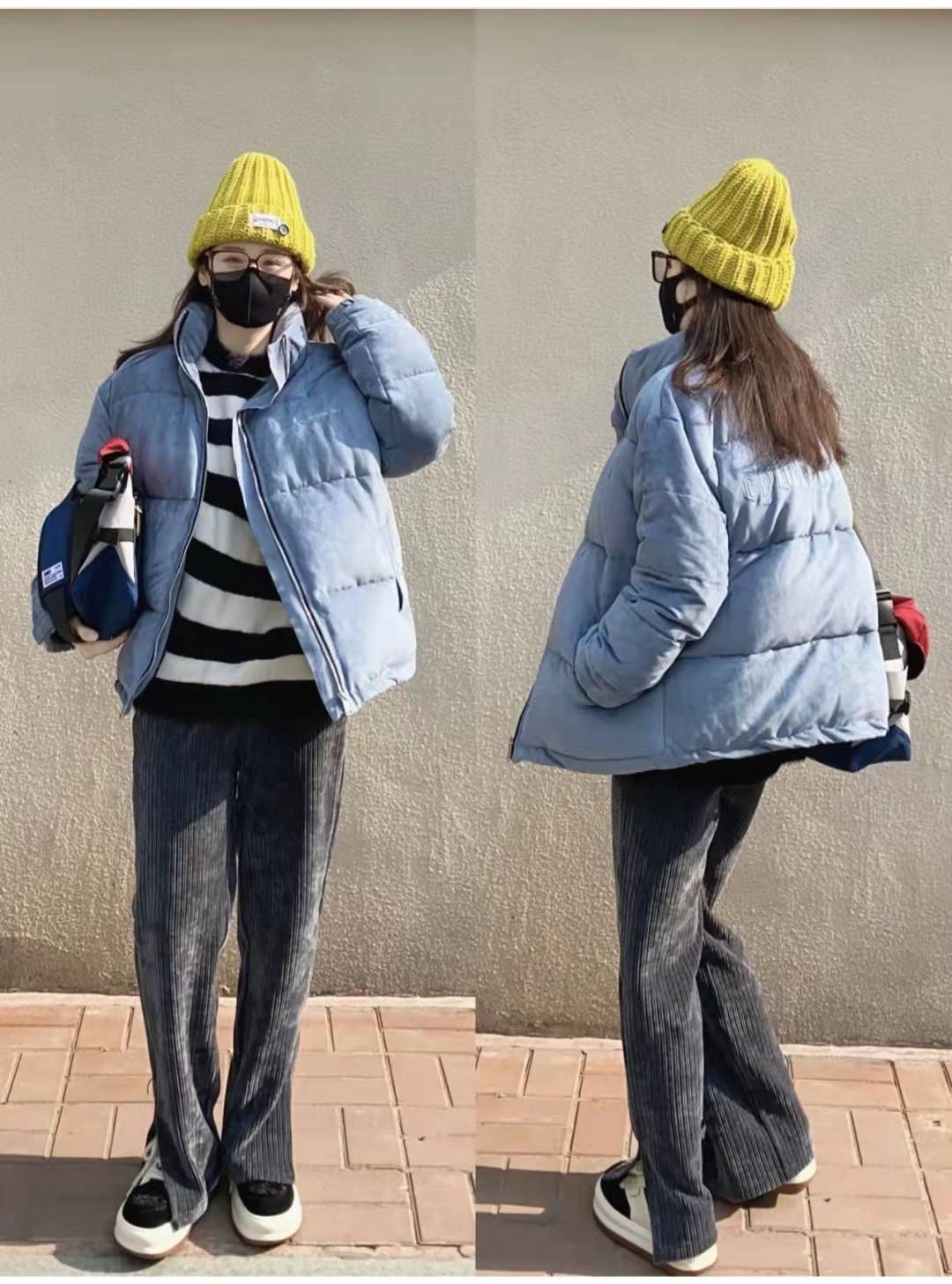 灯芯绒裤子松紧裤配什么上衣,咖色灯芯绒的裤子配什么上衣