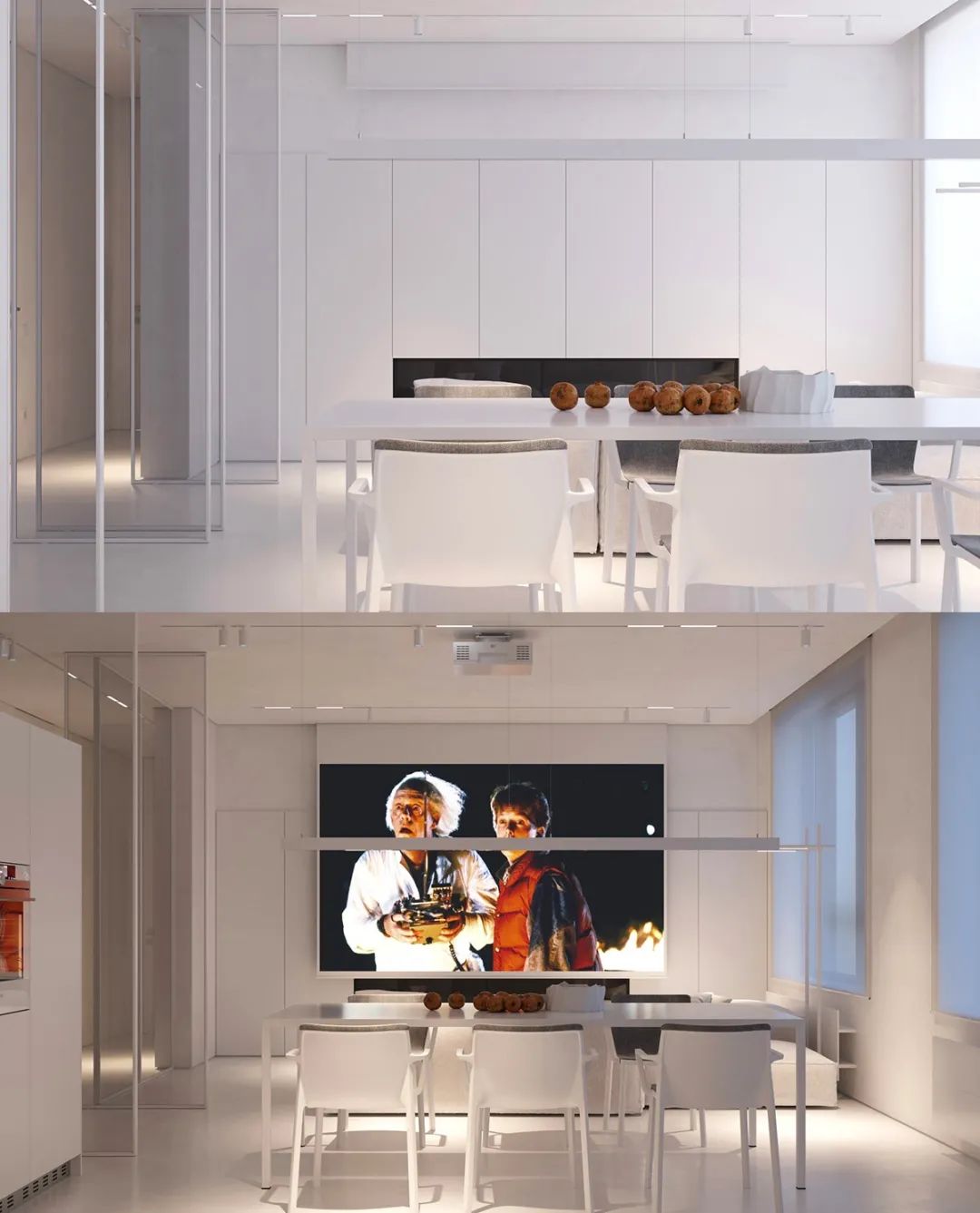 客厅背景墙收纳柜投影仪,50平米投影仪装修效果图大全