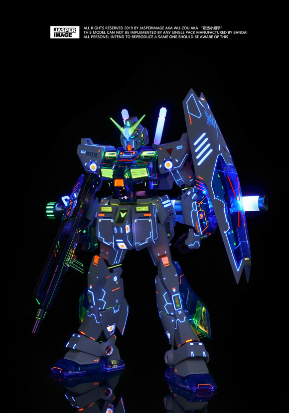 高达模型彩透荧光渗线教程,高达模型消光保护漆教程