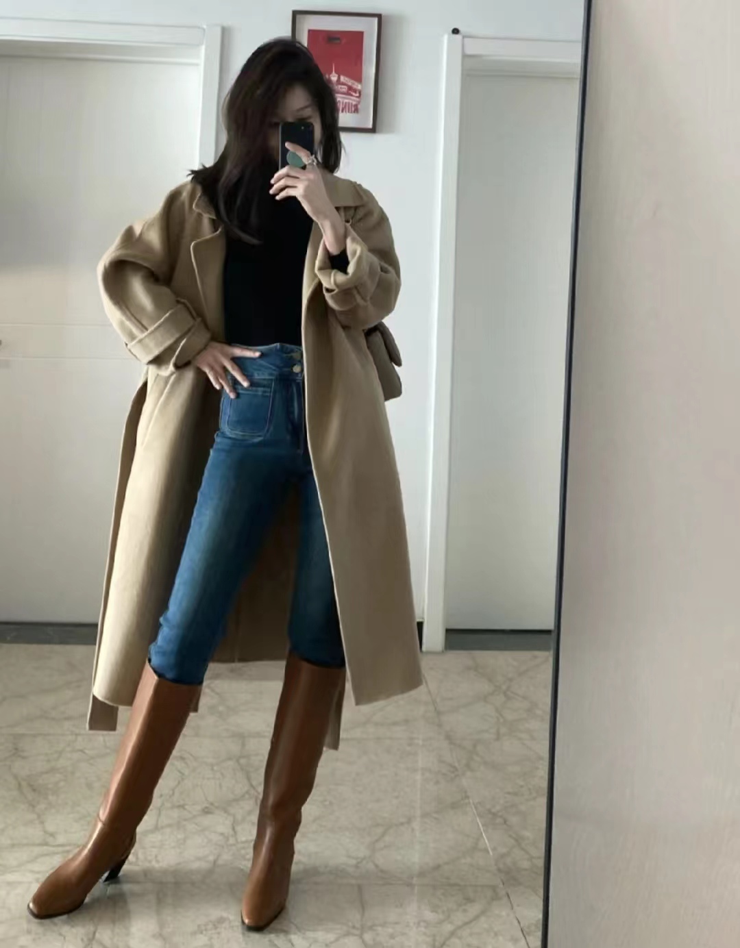 好穿又好搭时尚长筒宽靴,棕色长筒靴子女2022爆款洋气气质