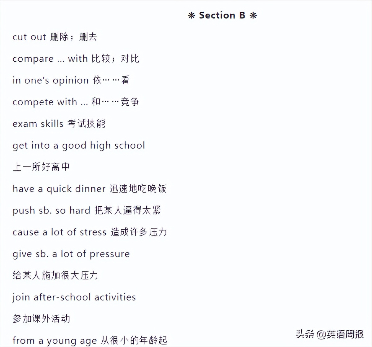 初中英语三年必背单词短语,初中英语考点单词和短语