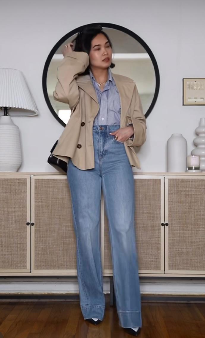 白衬衣在秋冬要怎么穿才时髦呢,宽松垂直感白衬衣怎么穿出高级感