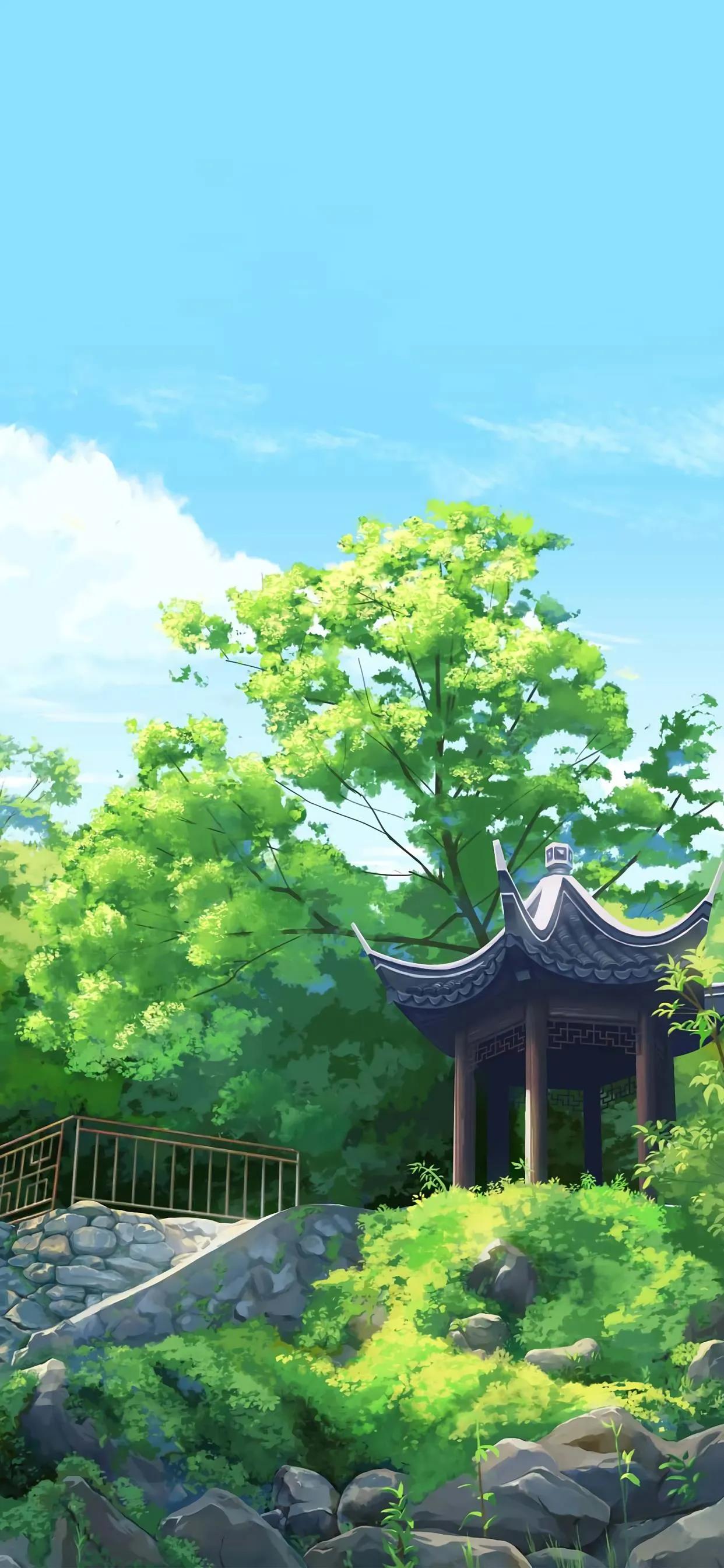 萌图100张可爱壁纸,春日海边小镇壁纸插画