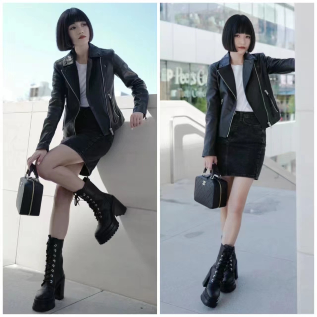 马丁靴的正确搭配图秋冬,穿长腿马丁靴配什么裤子好看