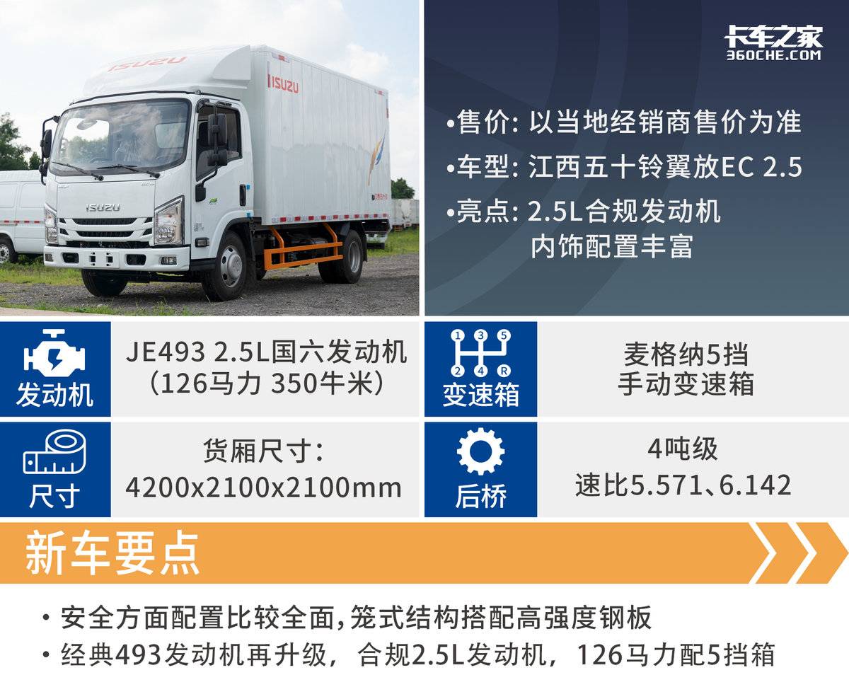 五十铃翼放ec5排半评测,五十铃翼放EC5售价