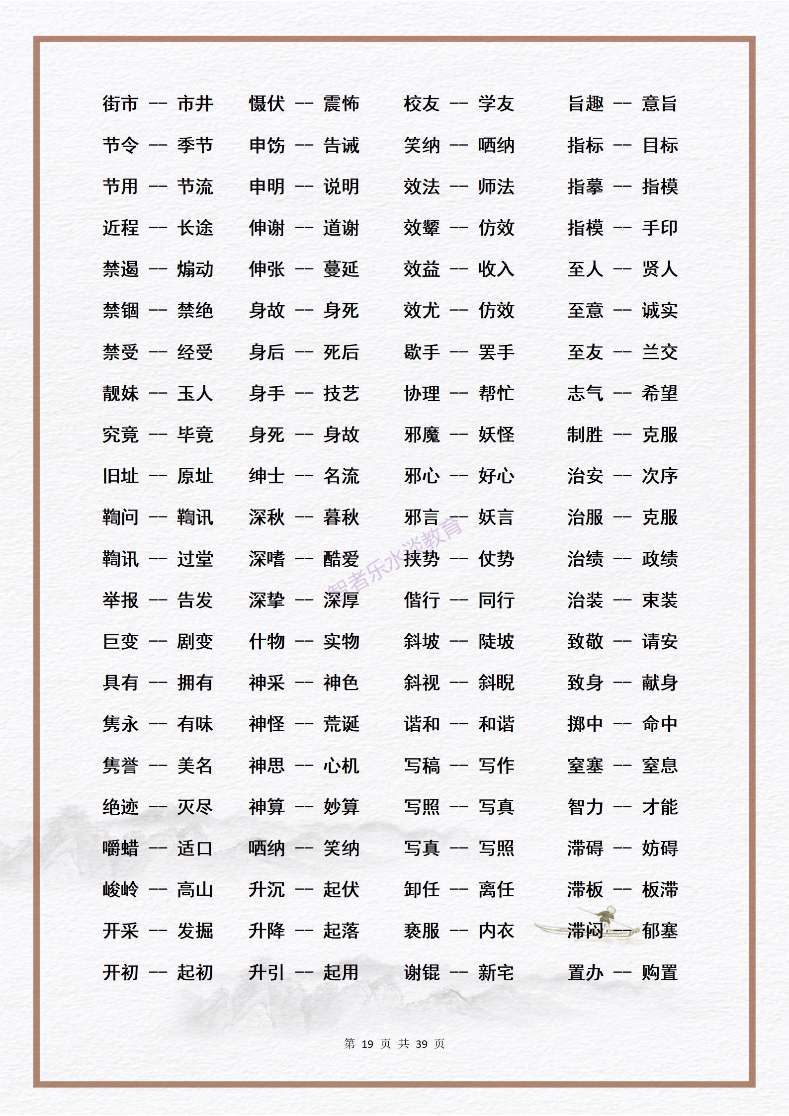 素材：中小学生必须熟练掌握的3000个《近义词》大合集
