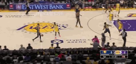 湖人战胜猛龙里弗斯晃倒,步行者进攻集锦