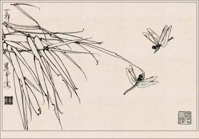 工笔草虫白描王道中,写意花鸟画草虫绘画过程分享