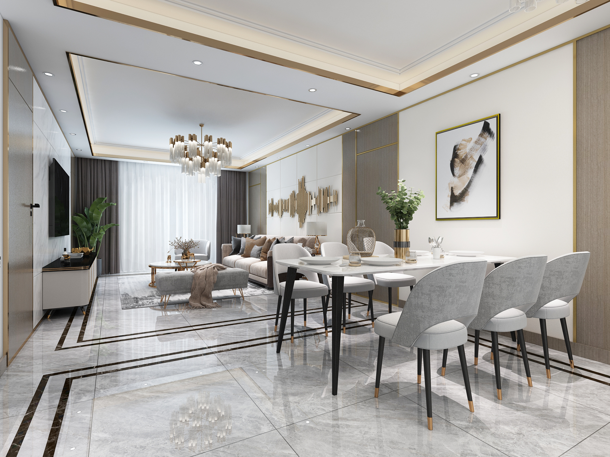 30款客厅吊顶图片,简装吊顶客厅效果图