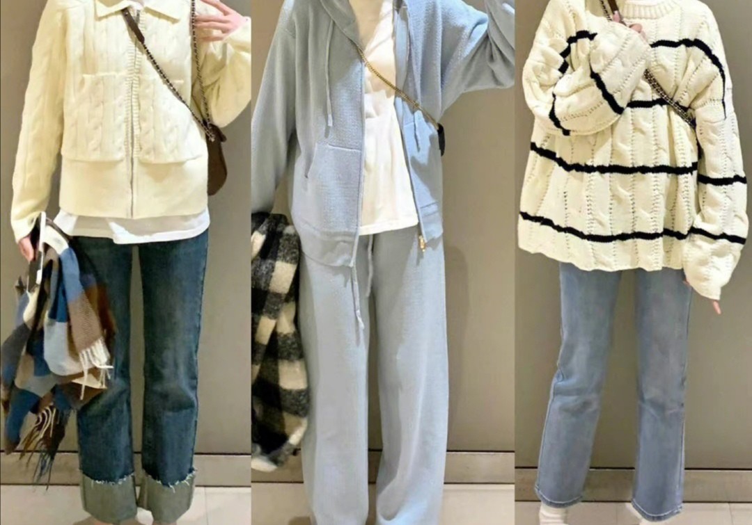 大衣牛仔裤毛衣穿衣搭配,男生蓝色牛仔裤配什么颜色的毛衣