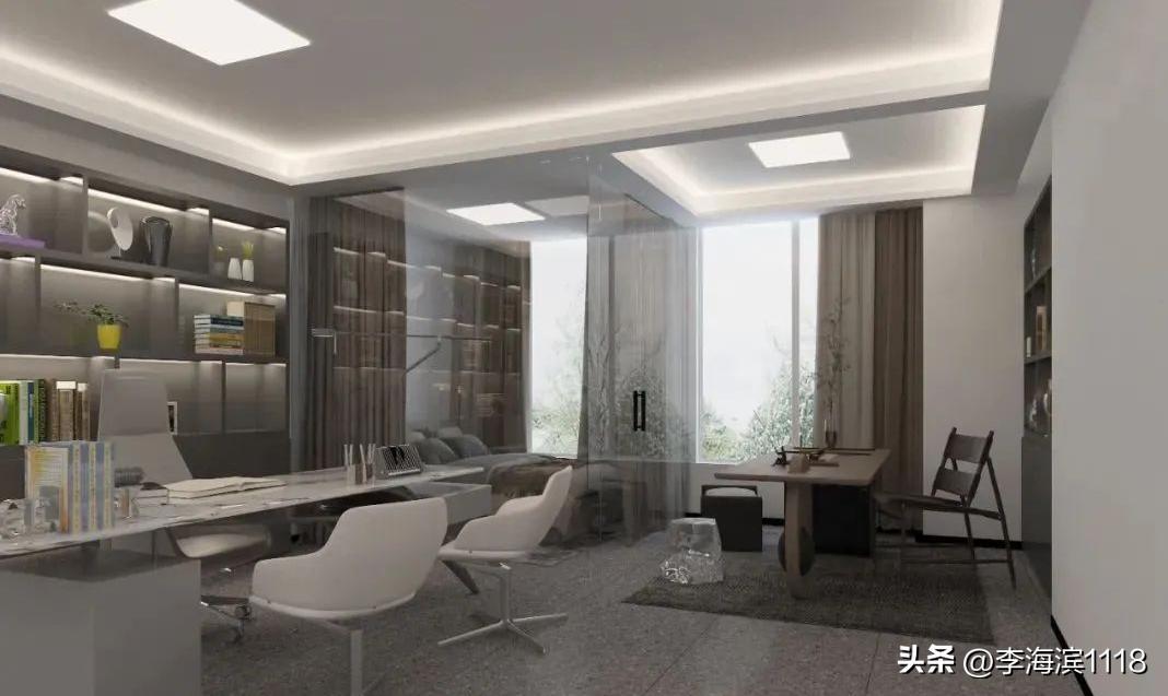 黑白灰异形办公室设计,深灰色系办公室设计赏析