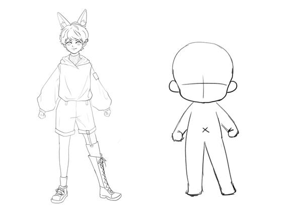 橙色动漫q版人物萌图马克笔手绘,画十二星座动漫人物q版超萌女孩