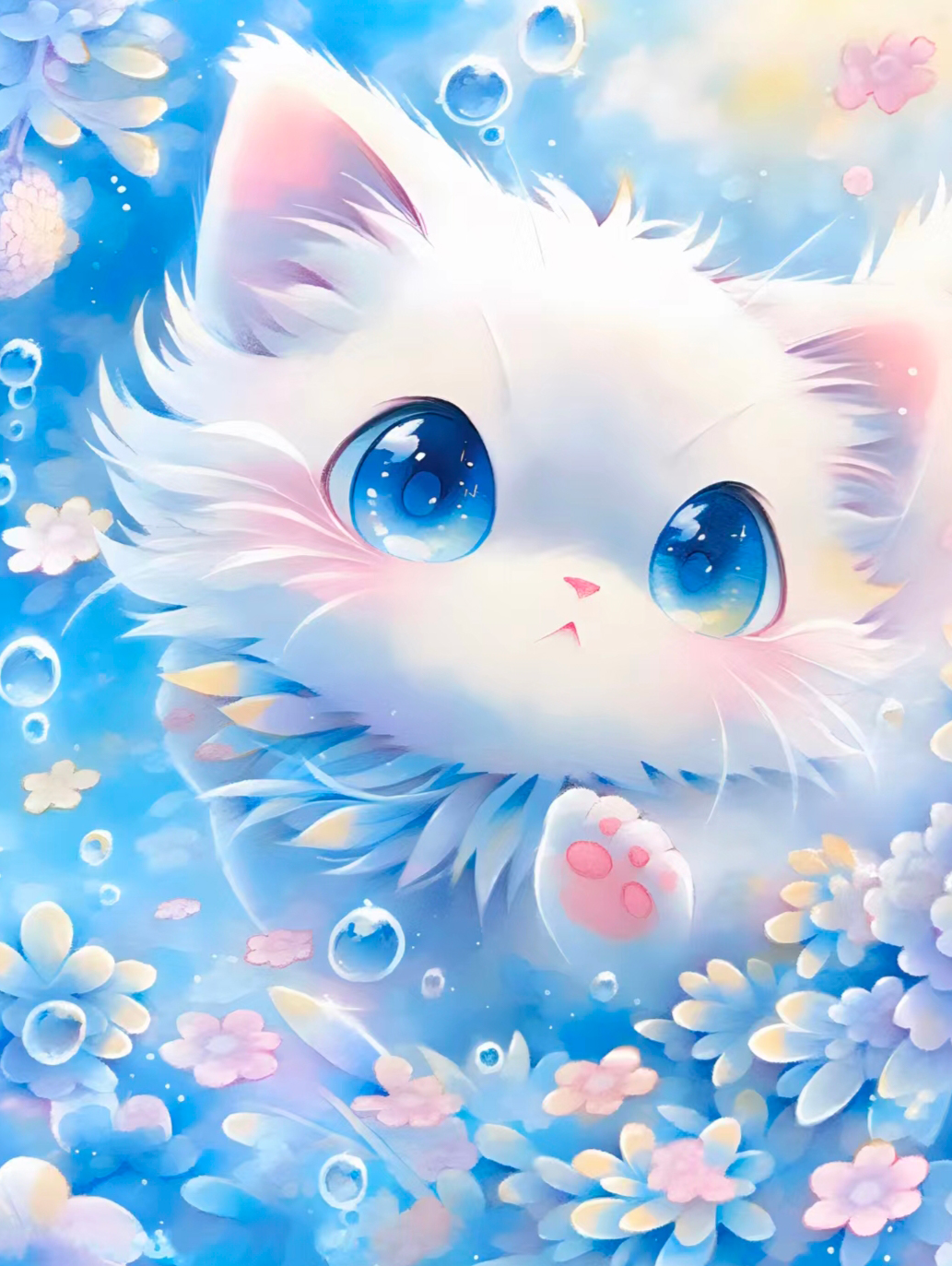 猫咪高清壁纸4k全屏60帧,萌萌哒粉色花篮里的猫咪图片壁纸