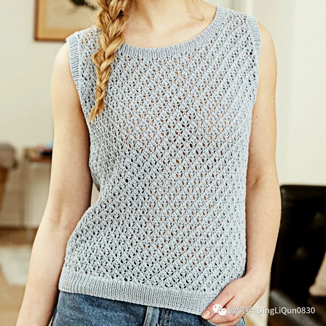 夏天针织背心最新款式教程,蕾丝背心短袖编织图解