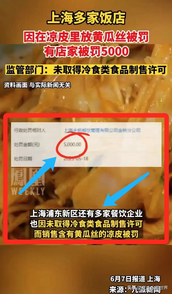 凉皮里面放点黄瓜丝居然被罚了,黄瓜和凉皮同时拌会罚款吗