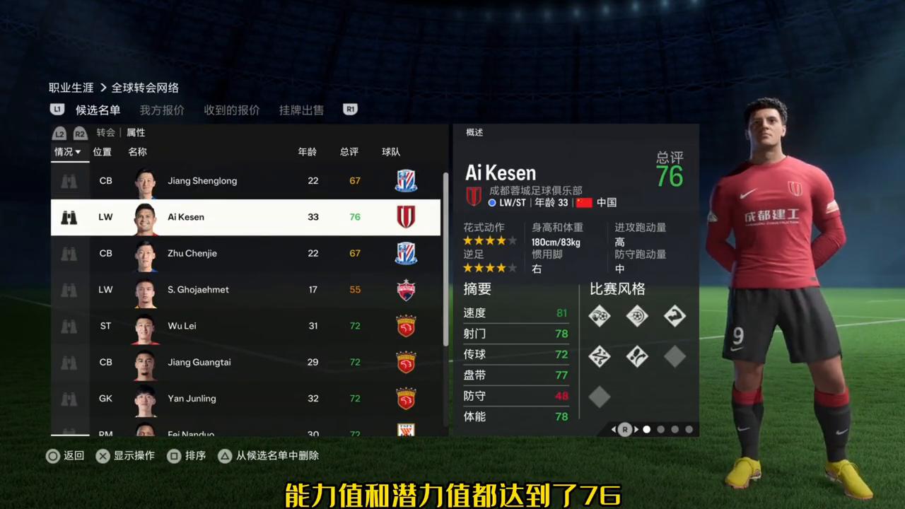 eafc24亚洲球员能力值排名,eafc24高潜力中国球员