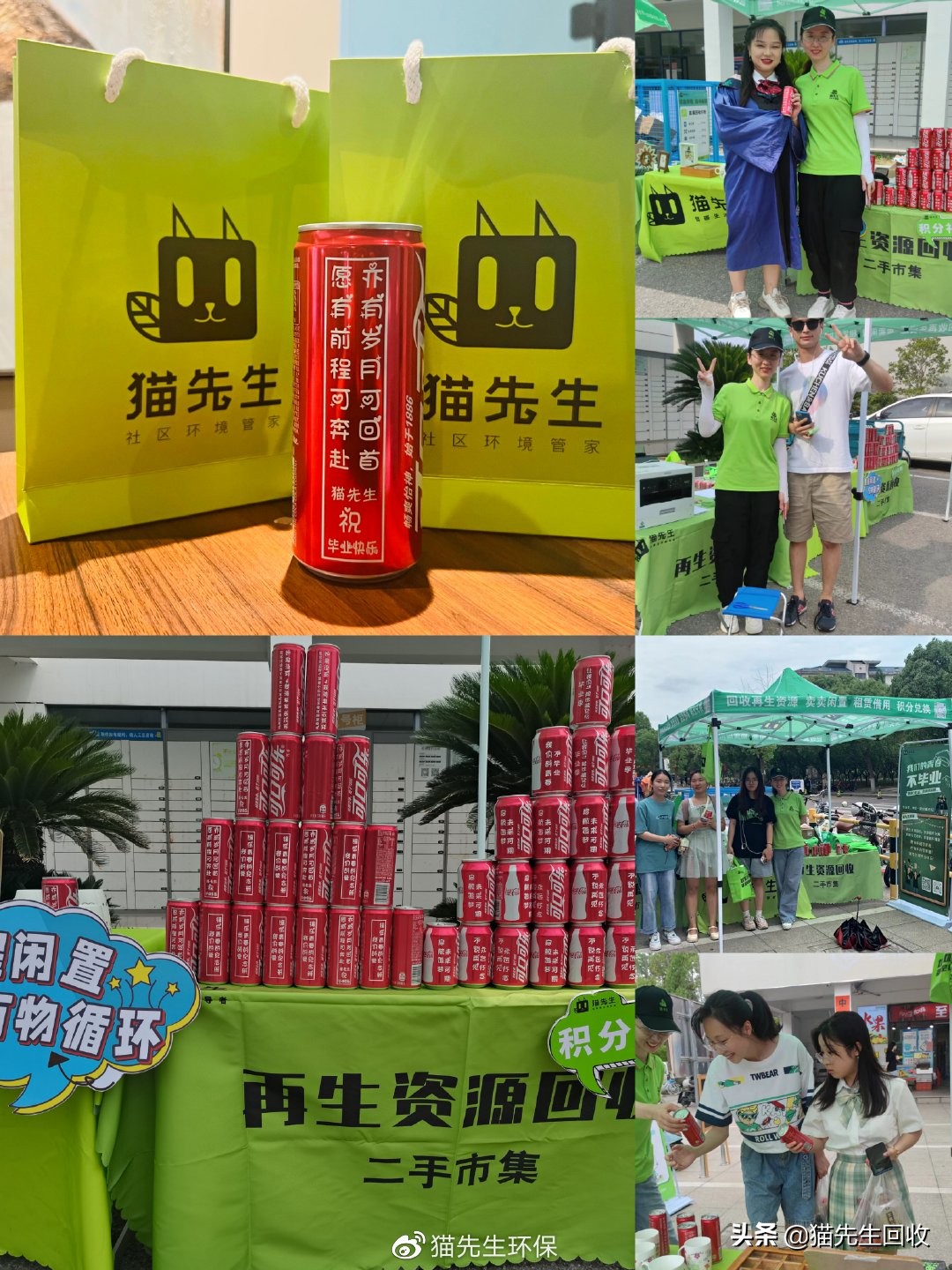 喵～喵～喵～有一只懂环保的猫进校园啦