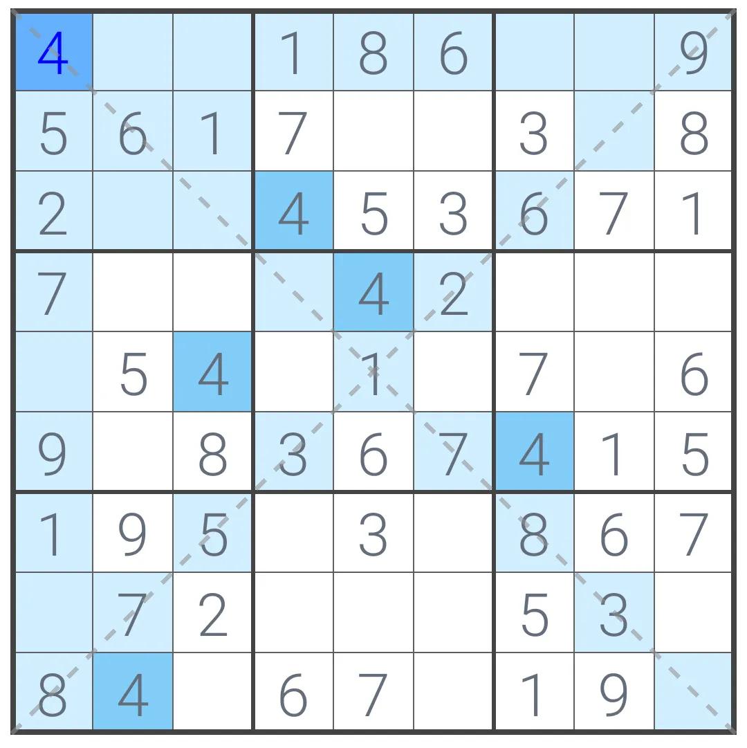 数独的对角线如何用三角排除法,六宫数独对角线排除法